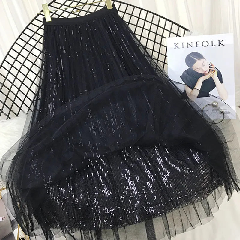 Layered Sparkles Maxi Skirt
