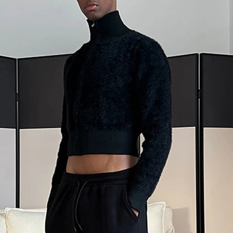 Sleek Faux Fur Zip-Up Sweater