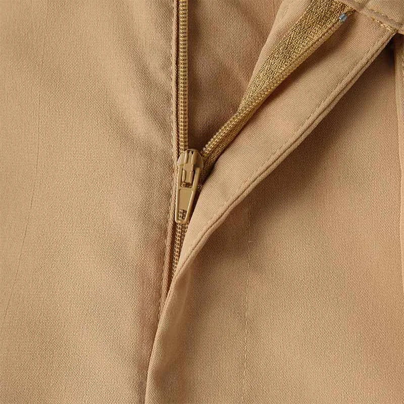 Pleated Khaki Maxi Skirt