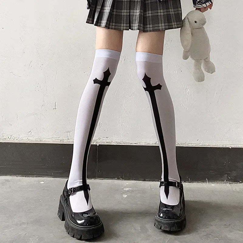 Gothic Cross OTK Socks