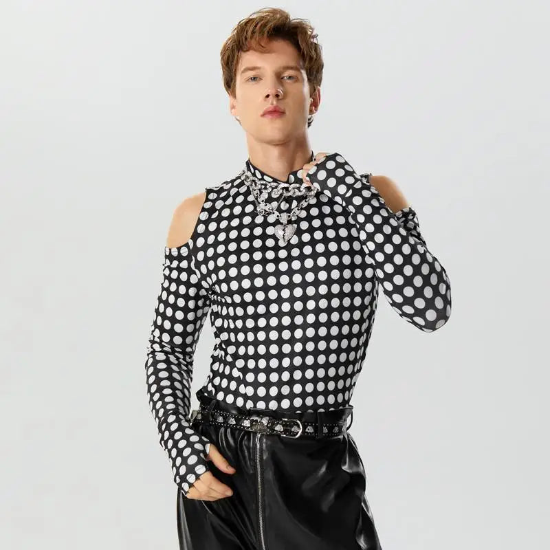 Cold Shoulder Polka Dot Top