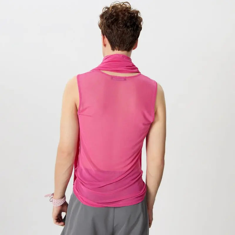 Gathered Sheer Tank Top