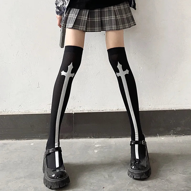 Gothic Cross OTK Socks