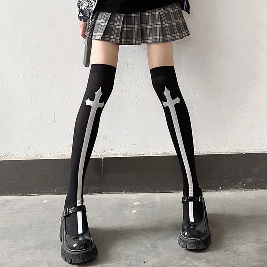 Gothic Cross OTK Socks