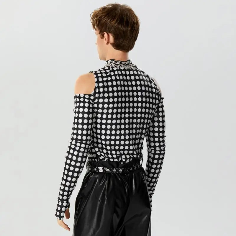 Cold Shoulder Polka Dot Top