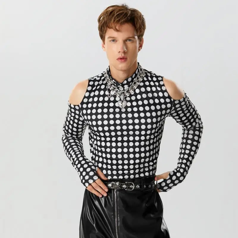 Cold Shoulder Polka Dot Top