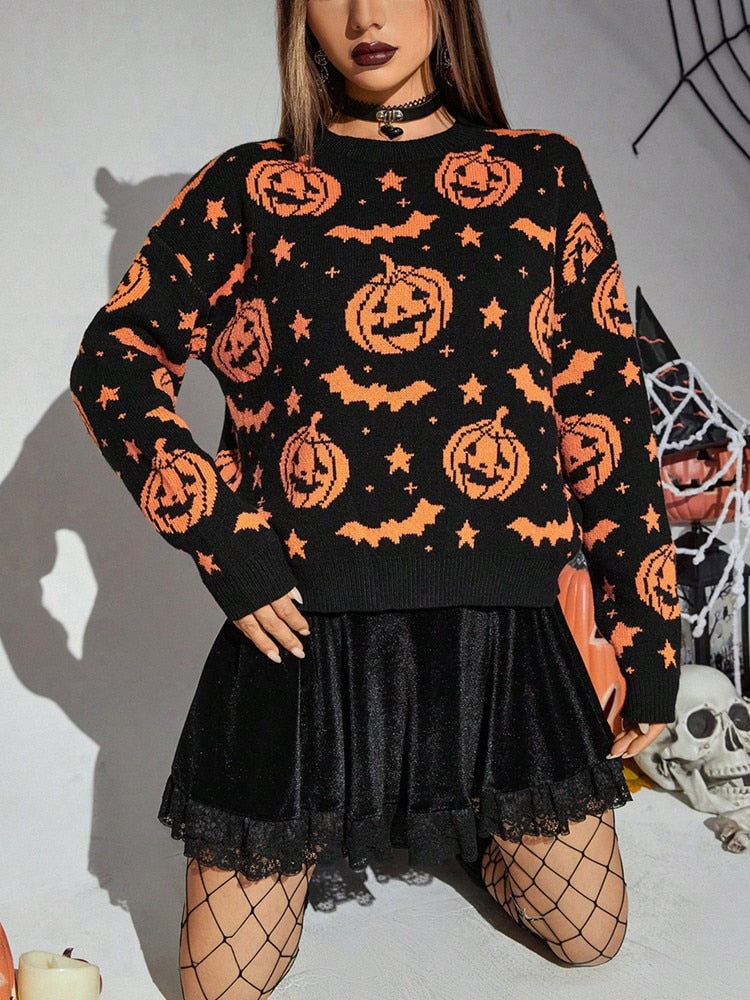 Classic Halloween Print Sweater