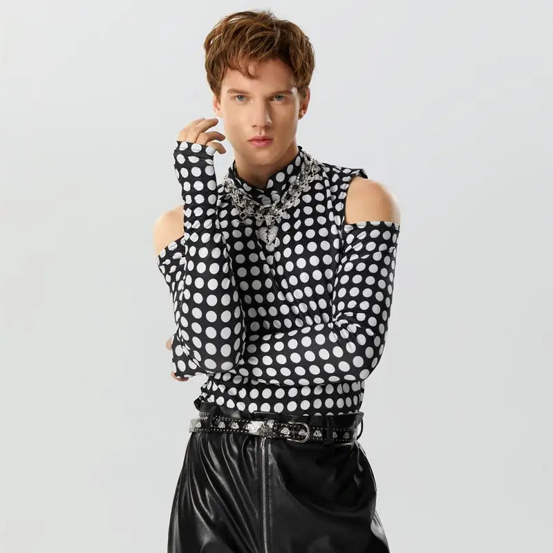Cold Shoulder Polka Dot Top