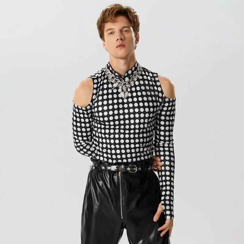 Cold Shoulder Polka Dot Top