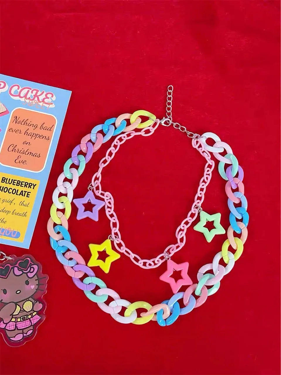 Pastel Rainbow Stars + Chains Necklace