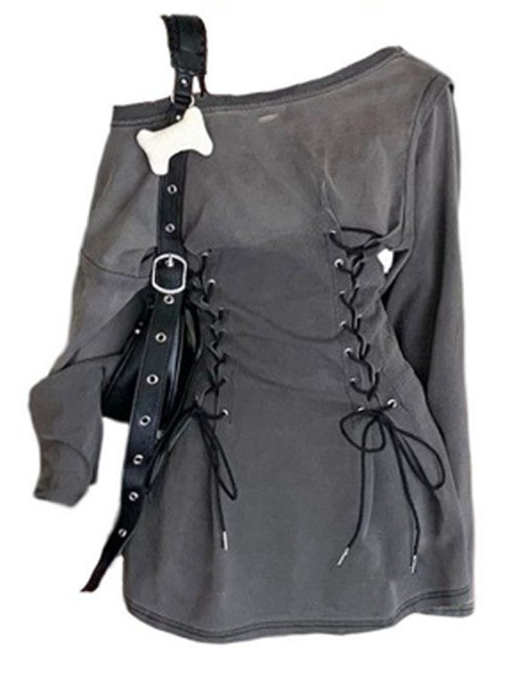 Denim Lace-Up Micro Dress