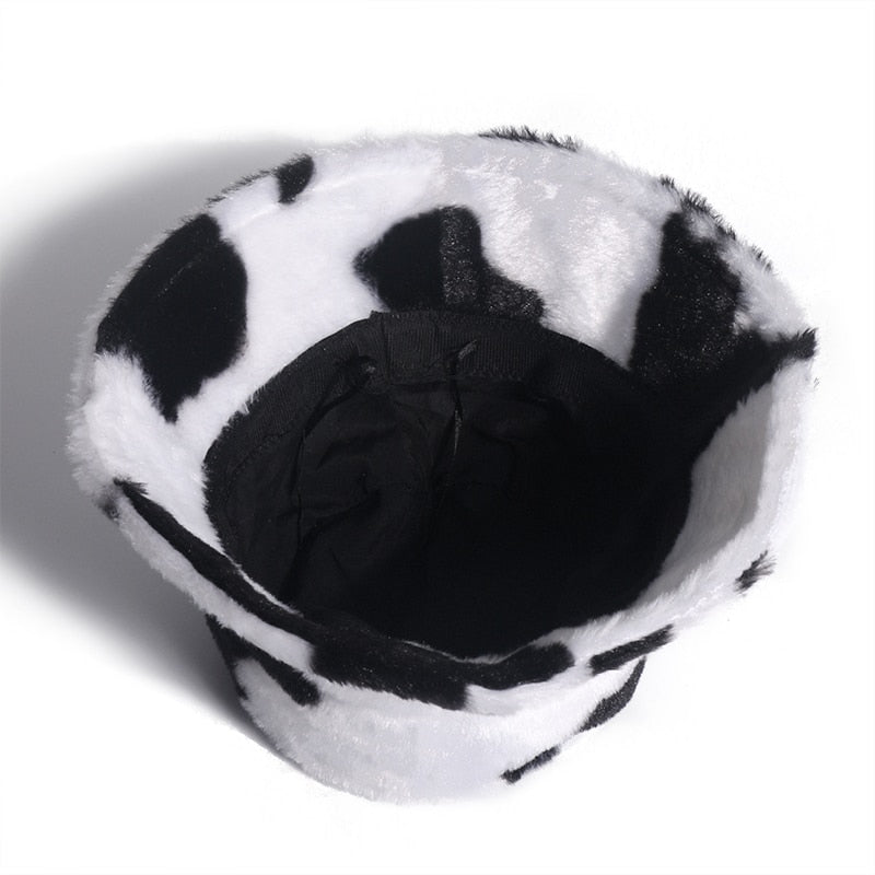 Faux Fur Cow Print Bucket Hat