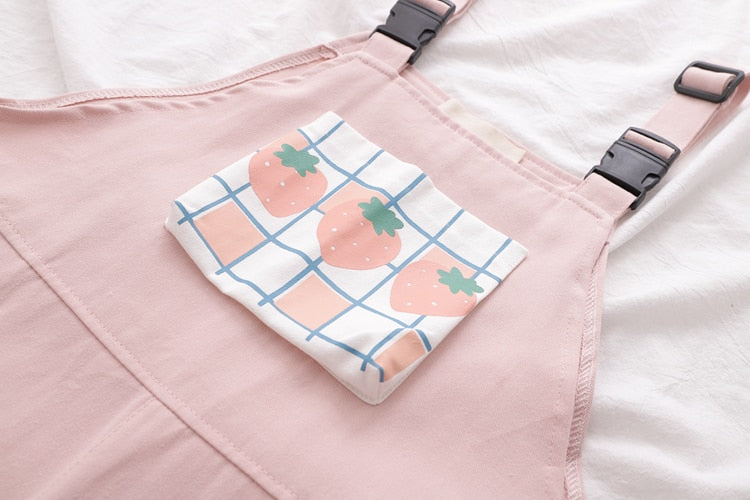 Pastel Strawberry Overalls