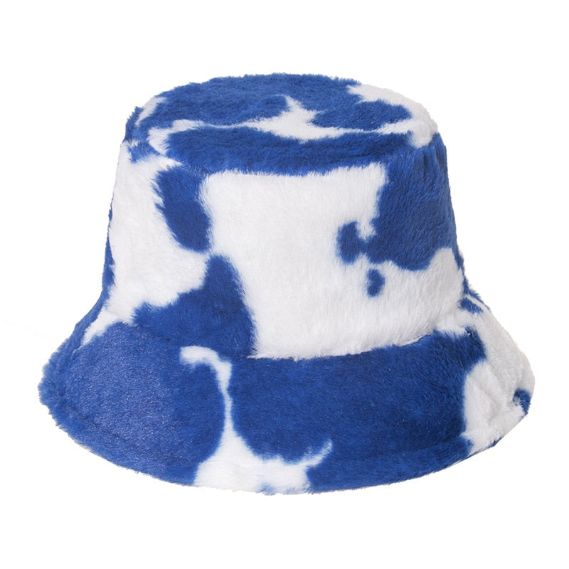 Faux Fur Cow Print Bucket Hat