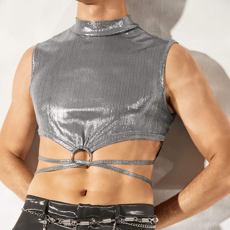Shining Silver Crop Top