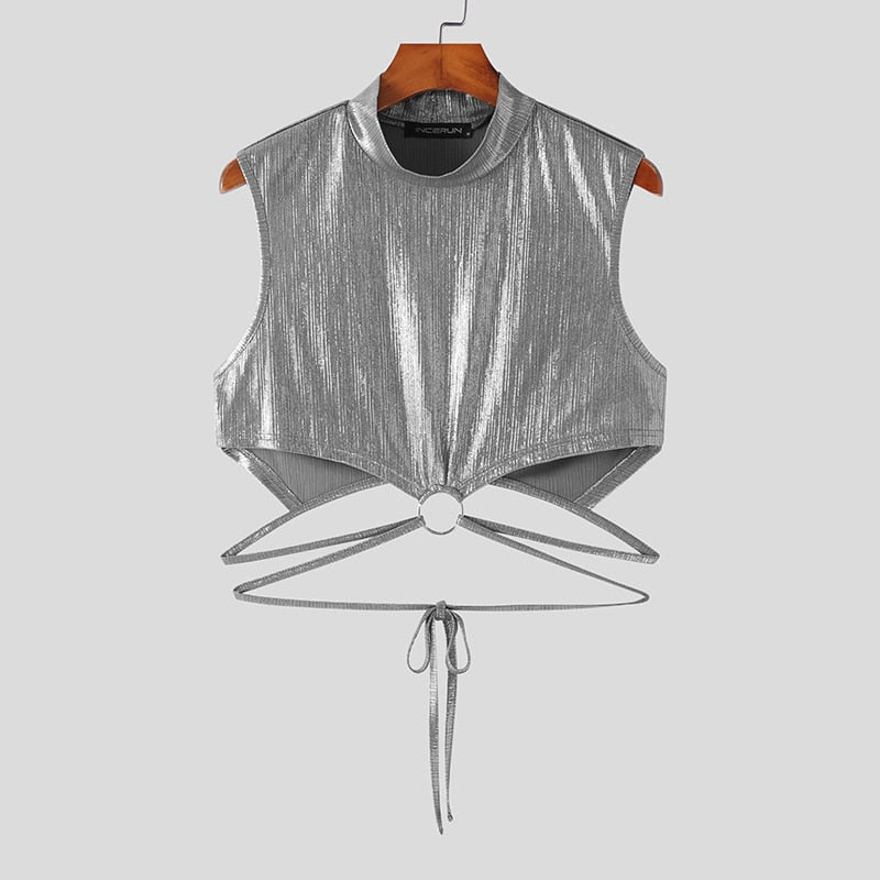 Shining Silver Crop Top