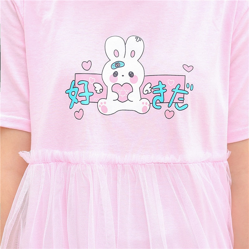 Lolita Bunny Tulle T-Shirt Dress