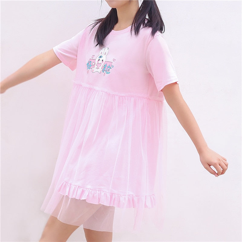 Lolita Bunny Tulle T-Shirt Dress