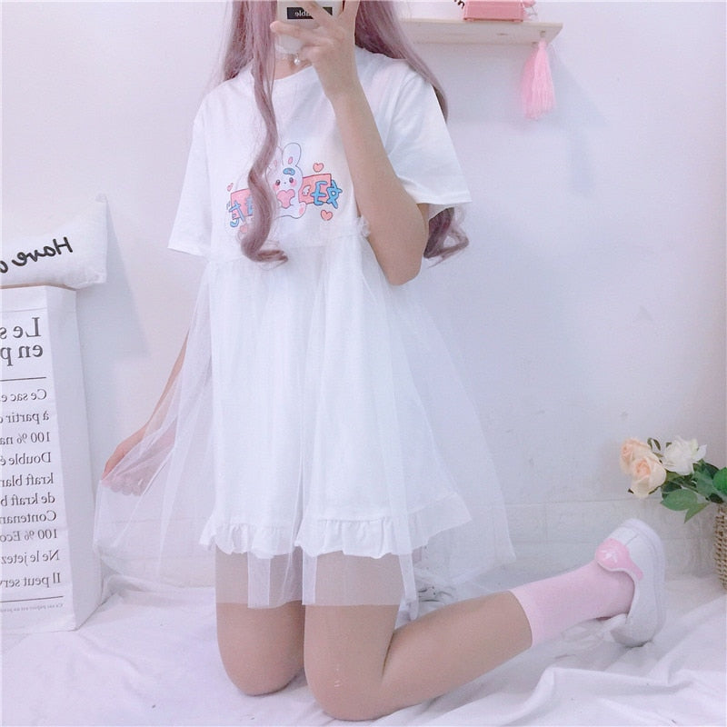 Lolita Bunny Tulle T-Shirt Dress