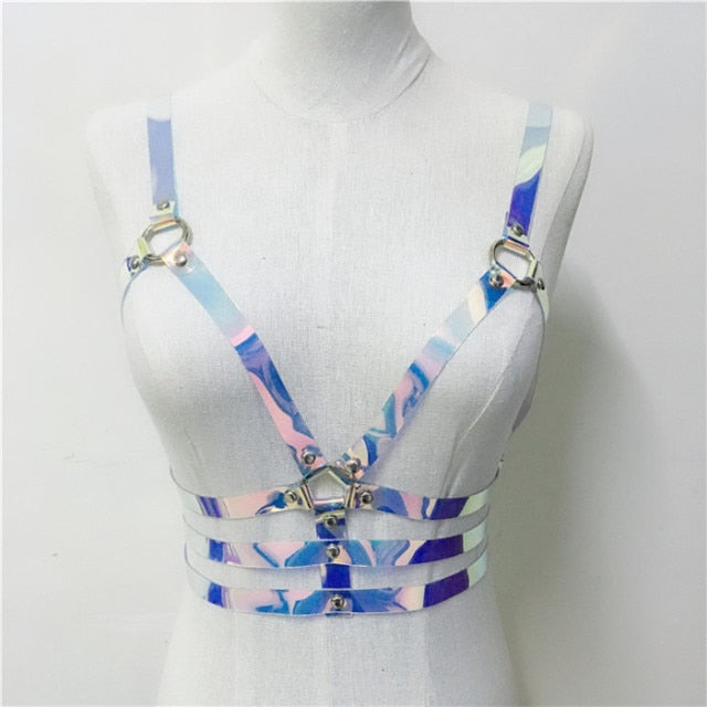 Holographic Harness Top and Choker Set