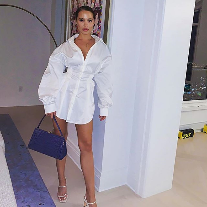 Sultry Button-Up Shirt Dress