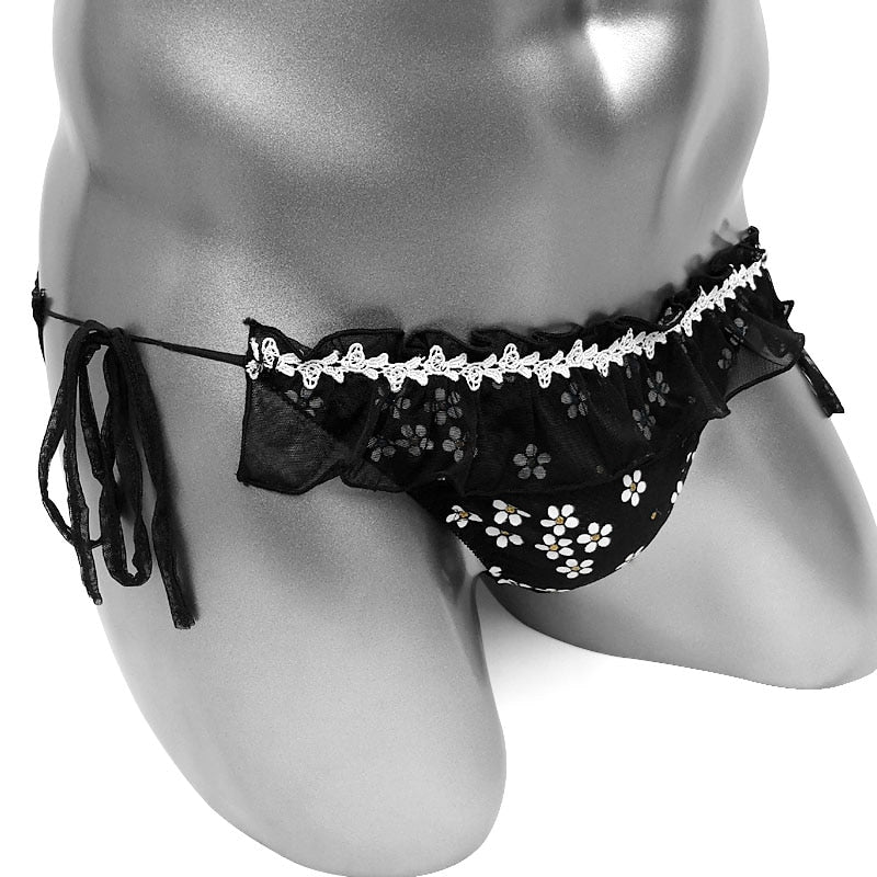 Floral Print Sheer Back Bikini Cut Briefs