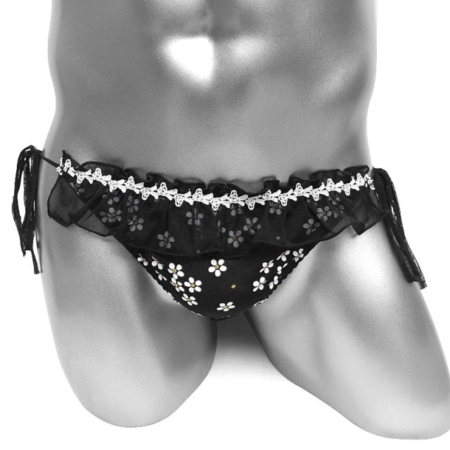 Floral Print Sheer Back Bikini Cut Briefs
