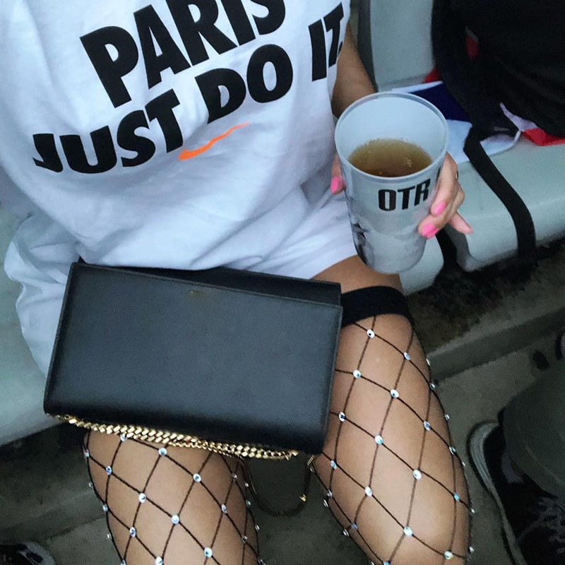 Thigh High Rhinestone Fishnets