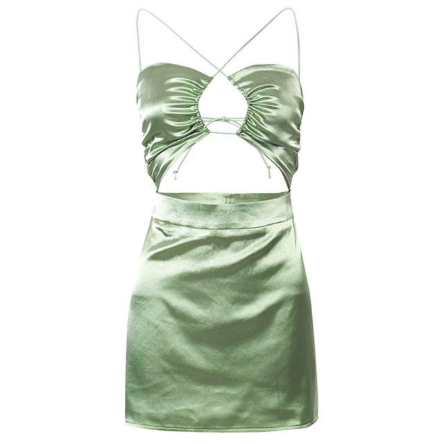 Y2K Cut-Out Chiffon Mini Dress