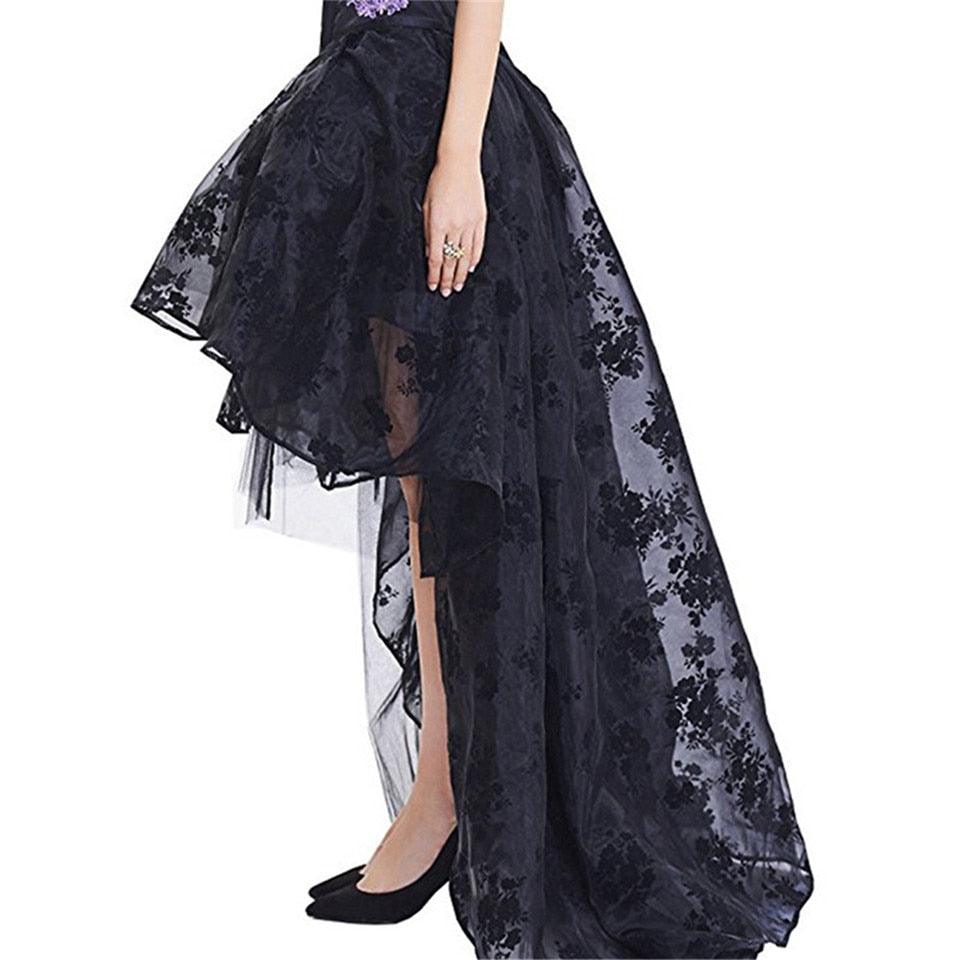 Floral Tulle High-Low Skirt