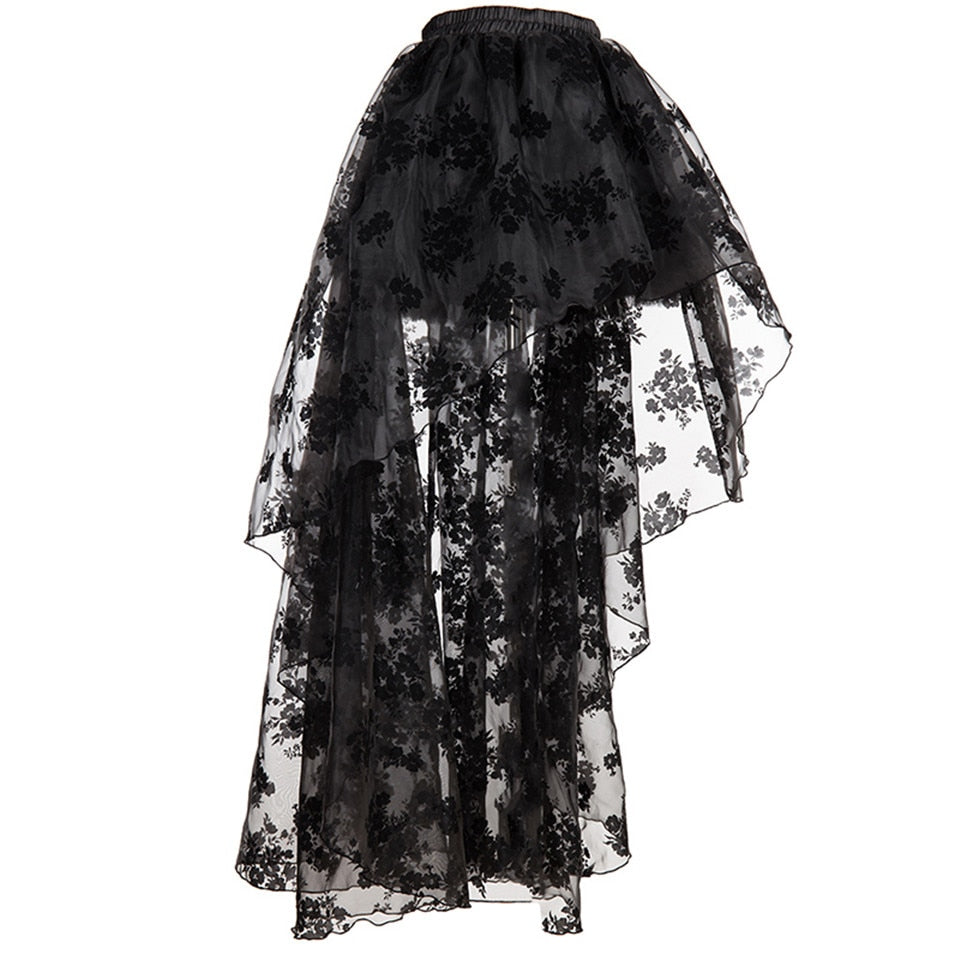 Floral Tulle High-Low Skirt