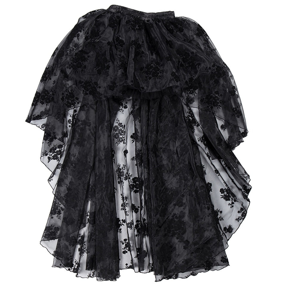 Floral Tulle High-Low Skirt