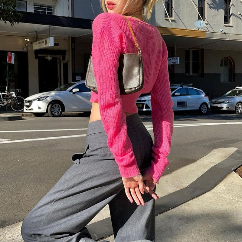 Bubblegum Pink Cropped Cardigan