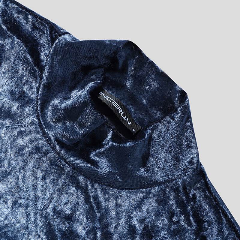 Velour Glove Sleeve Turtleneck Top