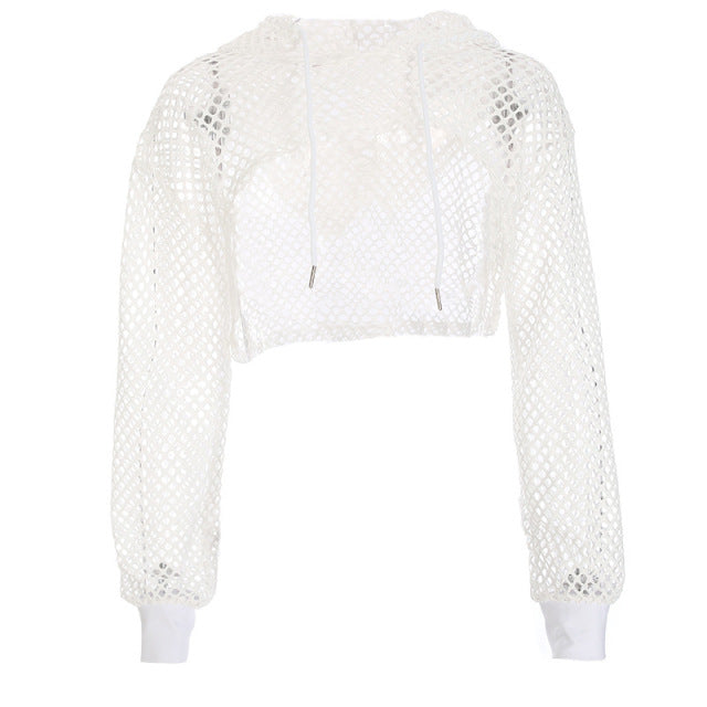 Mesh Hooded Crop Top
