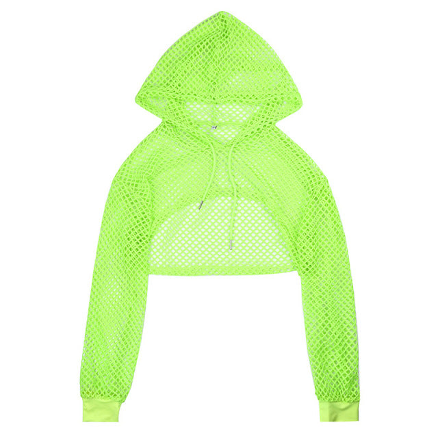 Mesh Hooded Crop Top