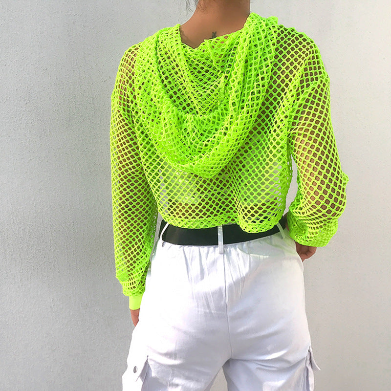 Mesh Hooded Crop Top