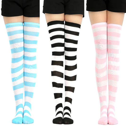 Thigh High Striped Socks