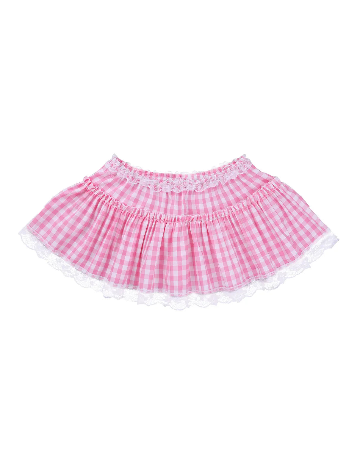 Lace + Gingham Micro Skirt