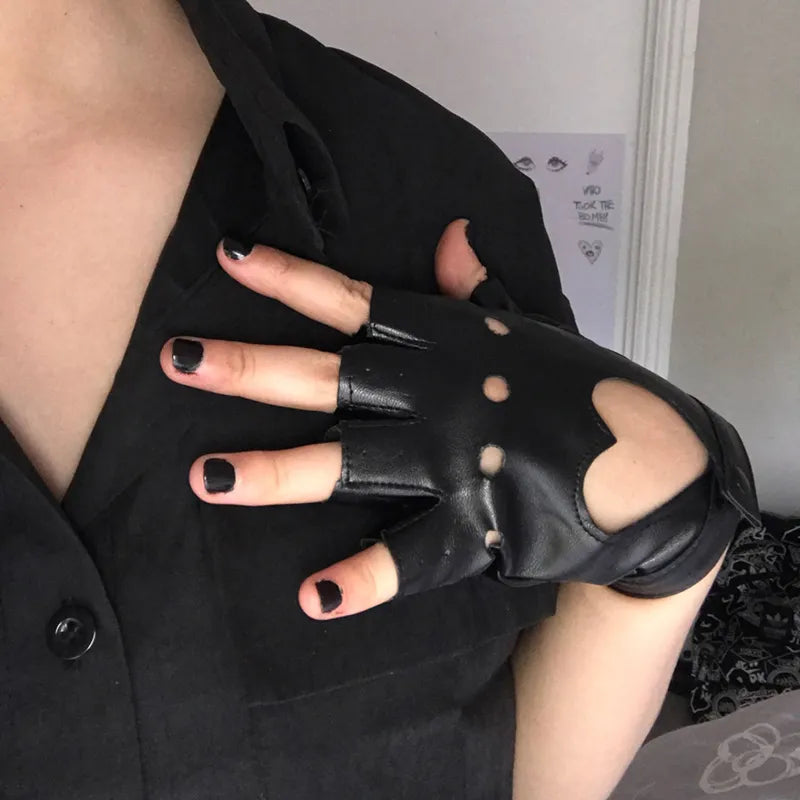 Fingerless Faux Leather Gloves