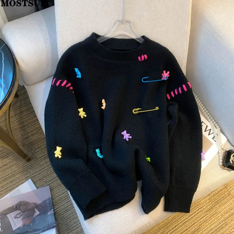 Safety Pins + Teddy Bears Sweater