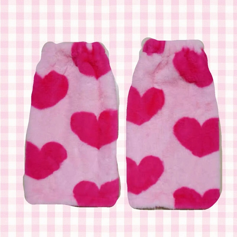 Fuzzy Heart Mini Skirt w/ Leg Warmers
