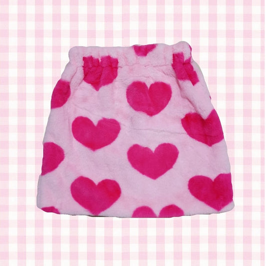 Fuzzy Heart Mini Skirt w/ Leg Warmers
