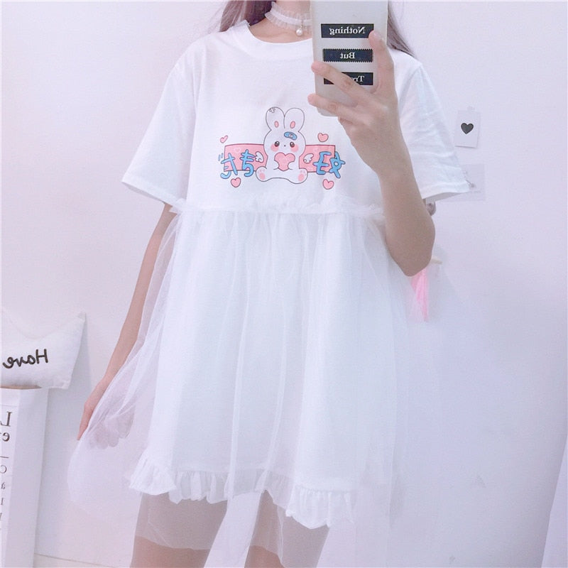 Lolita Bunny Tulle T-Shirt Dress
