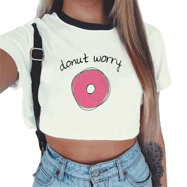 Donut Worry Cropped T-Shirt