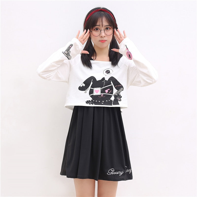 Graphic Gloomy Bunny Sweater and Dress Set