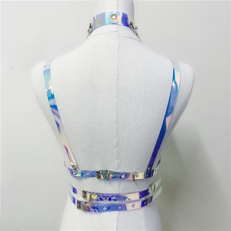 Holographic Harness Top and Choker Set