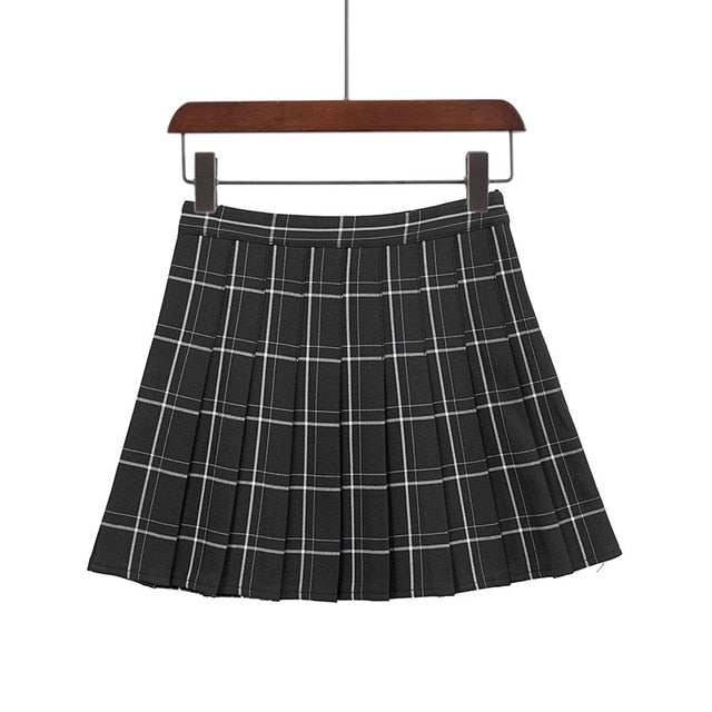 Pleated Plaid Mini Skirt