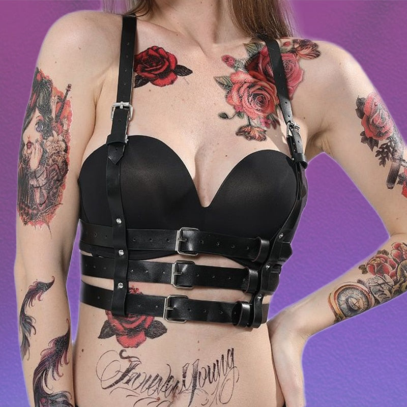 Synthetic Leather Gothic Belt Body Harness