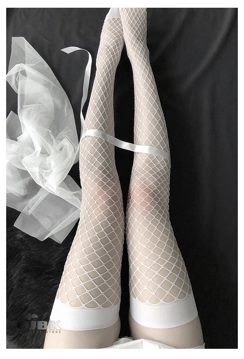 Thigh High Fishnet Stockings - 3 Color Options